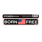 Born free - American 1 x 5 inches mini bumper sticker Make a statement with these great designs sized perfectly for items like computers, cell phones or bigger items like your car! Dimensions: 1" x 5 inch -Printed vinyl -Outdoor durable and ultra removable -Waterproof